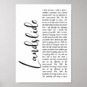 Poster Glisser Blanc Script Chanson Lyrique Mur Art Impri (Devant)