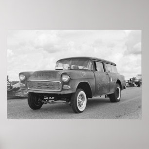 Poster Glisser vintage - Chevy Nomad Gasser - Pierre Roul
