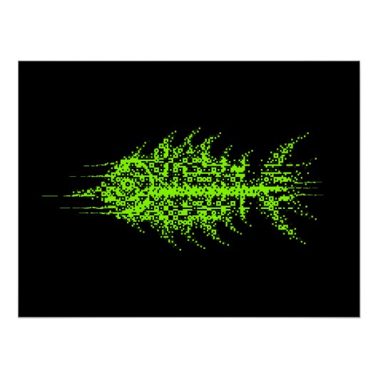 Poster Glitch Pixel Code Fish Wall Art (Devant)