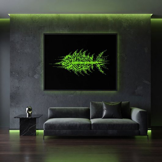 Poster Glitch Pixel Code Fish Wall Art
