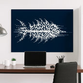 Poster Glitch Pixel White Fish Wall Art