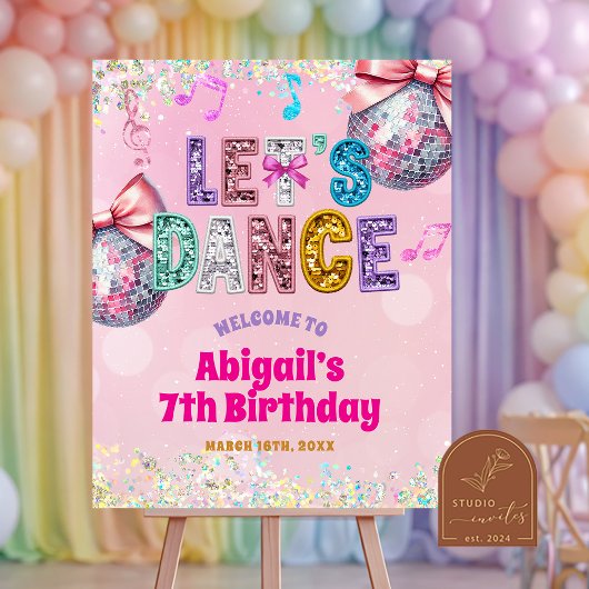 Poster Glitter Sequins Dance Birthday Party Welcome Sign