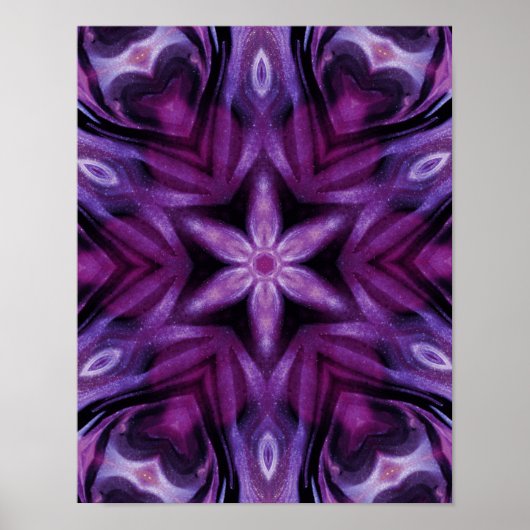 Poster Glitterie Purple Kaleidoscope Coeurs Gradient (Devant)