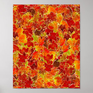 Poster Glittery Fall Maple Feuilles