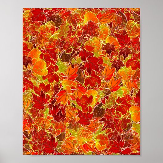 Poster Glittery Fall Maple Feuilles (Devant)