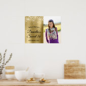 Poster Glittery Pale Gold Glam Soft Edge Photo Sweet 16 (Cuisine)