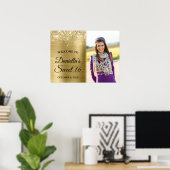 Poster Glittery Pale Gold Glam Soft Edge Photo Sweet 16 (Bureau à domicile)