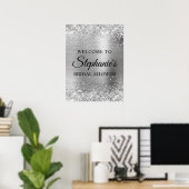 Poster Glittery Silver Faux Foil Bridal Shower Welcome (Bureau à domicile)