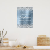 Poster Glittery Silver Light Blue Foil Bridal Shower (Cuisine)