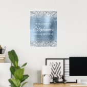 Poster Glittery Silver Light Blue Foil Bridal Shower (Bureau à domicile)
