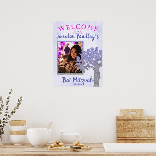 Poster Glittery Tree Bat Mitzvah Welcome Sign (Cuisine)