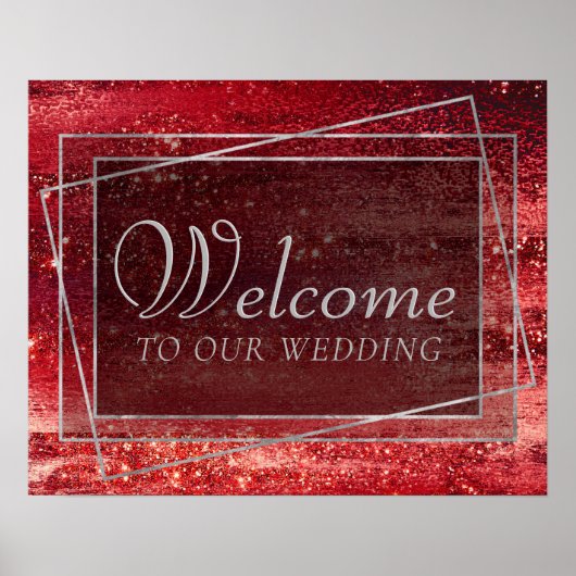 Poster Glitzy Foil | Henna Crimson Red Sparkle Welcome (Devant)