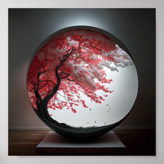 Poster Globe de l'arbre à feuilles blanches (Devant)