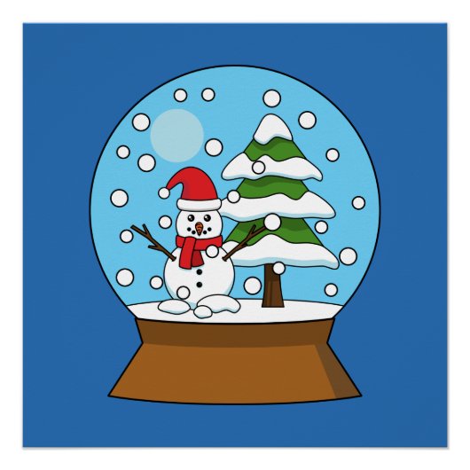 Poster Globe de neige avec Snowman et Pine Tree (Devant)