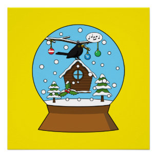 Poster Globe des neiges avec chant Blackbird