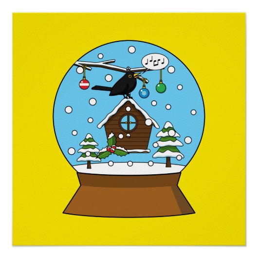 Poster Globe des neiges avec chant Blackbird (Devant)