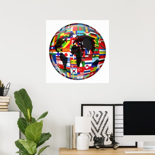 Poster Globe du drapeau (Bureau à domicile)