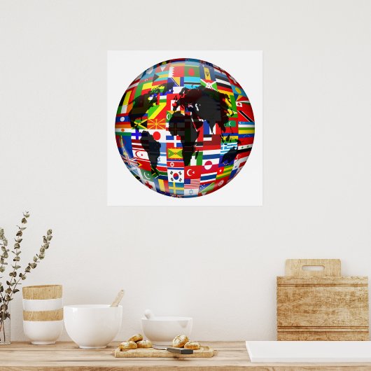 Poster Globe du drapeau (Cuisine)