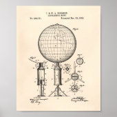 Poster Globe géographique 1892 Art breveté Vieux poivre (Devant)