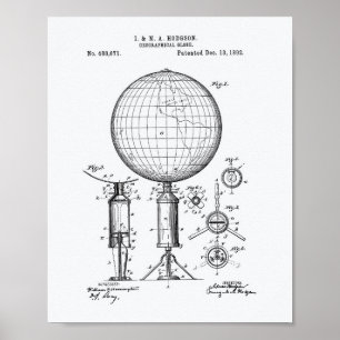 Poster Globe géographique 1892 Livre blanc sur l'art des 