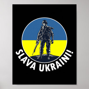 Poster Gloire à l'Ukraine Avec les couleurs du drapeau de