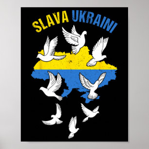 Poster Gloire à l'Ukraine Carte du drapeau de l'Ukraine C