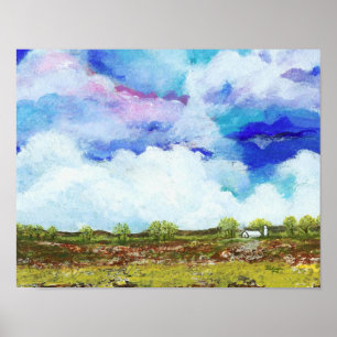 Poster Glorious Abstract Landscape Art Farm Barn House