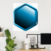 Poster Glossy Blue Hexagon Icon Modern Geometric (Bureau à domicile)