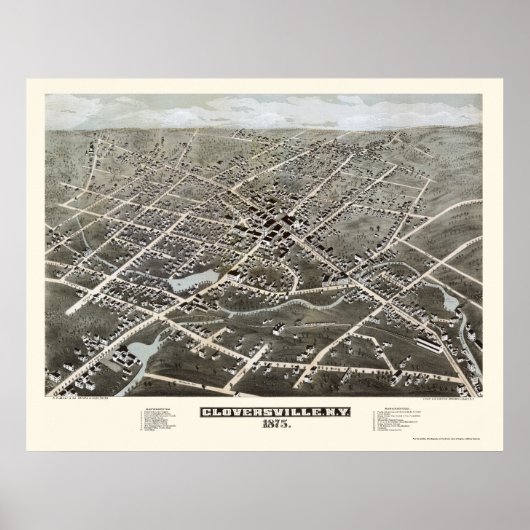 Poster Gloversville, NY Carte panoramique - 1875 (Devant)