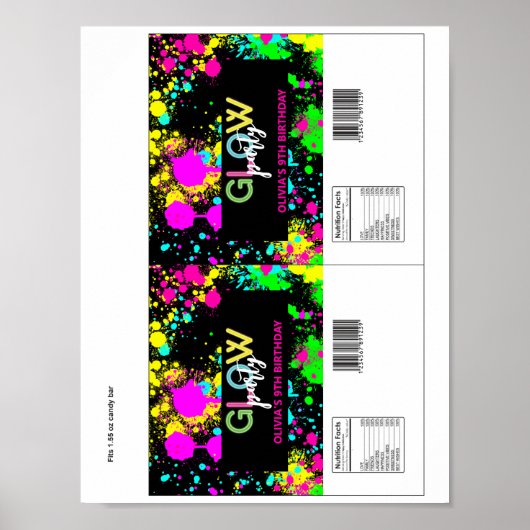 Poster Glow birthday party (Devant)