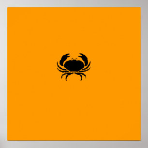 Poster Glow océanique_Crabe noir sur orange