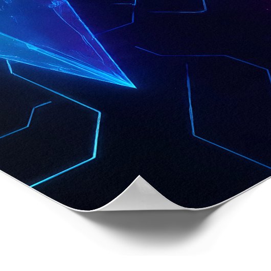 Poster Glowing Cyberpunk Geometric Circuit Pattern (Coin)