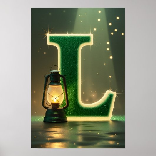 Poster Glowing Letter L Wall Art for Kids Rooms  (Devant)