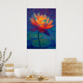 Poster Glowing Lotus Flower Pointillism Art (Cuisine)