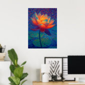 Poster Glowing Lotus Flower Pointillism Art (Bureau à domicile)