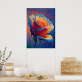 Poster Glowing Rose Pointillism Flower Art (Cuisine)
