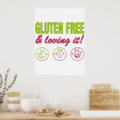 Poster Gluten Free & Love it! Gluten Allergie Celiac (Cuisine)
