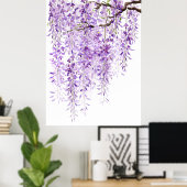 Poster glycine violette peinte à la main en fleurs 2024 (Bureau à domicile)