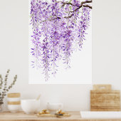 Poster glycine violette peinte à la main en fleurs 2024 (Cuisine)