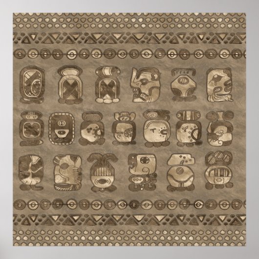 Poster glyphes du mois calendrier maya (Devant)