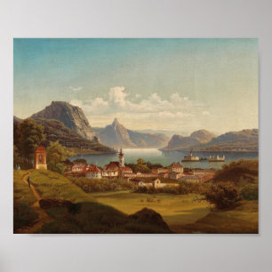 Poster Gmunden mit Schloss Ort   Johann Wilhelm Jankowsky