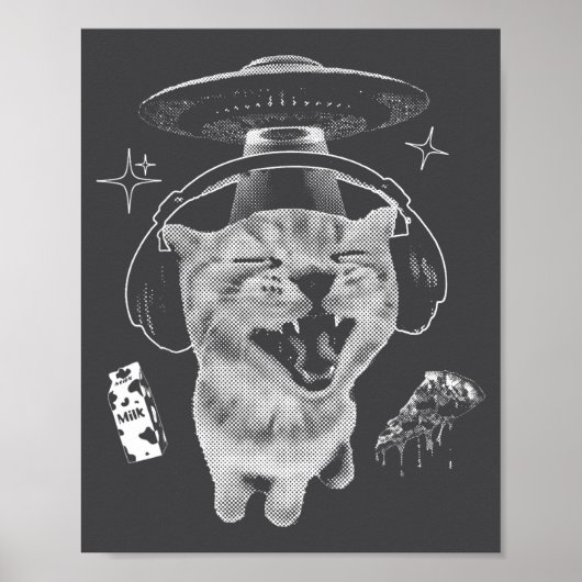 Poster Gnarp Cat Silly Alien Cat Meme Brainrot Funny Meme (Devant)