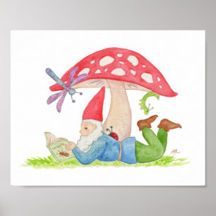 Poster Gnome avec la copie d'art de livre d'insecte