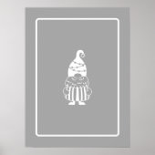 Poster gnome de Noël Hamptons gris classique & blanc (Devant)