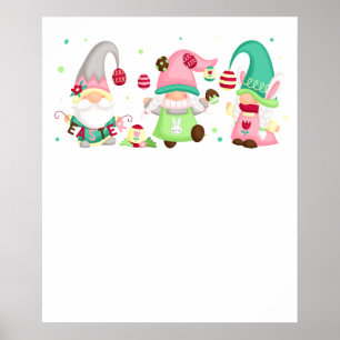 Poster gnome de Pâques, rétro, vintage