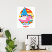 Poster Gnome de plage mignon avec matelas gonflable licor (Bureau à domicile)