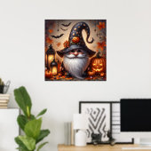 Poster Gnome d'Halloween mignonne avec Jack-O-Lanterns (Bureau à domicile)