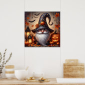 Poster Gnome d'Halloween mignonne avec Jack-O-Lanterns (Cuisine)