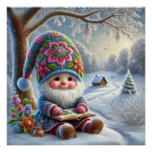 Poster Gnome d'hiver dans un paysage d'hiver cosy (Devant)