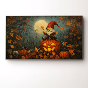 Poster Gnome Fantaisiste sur une Citrouille de Jack O' La